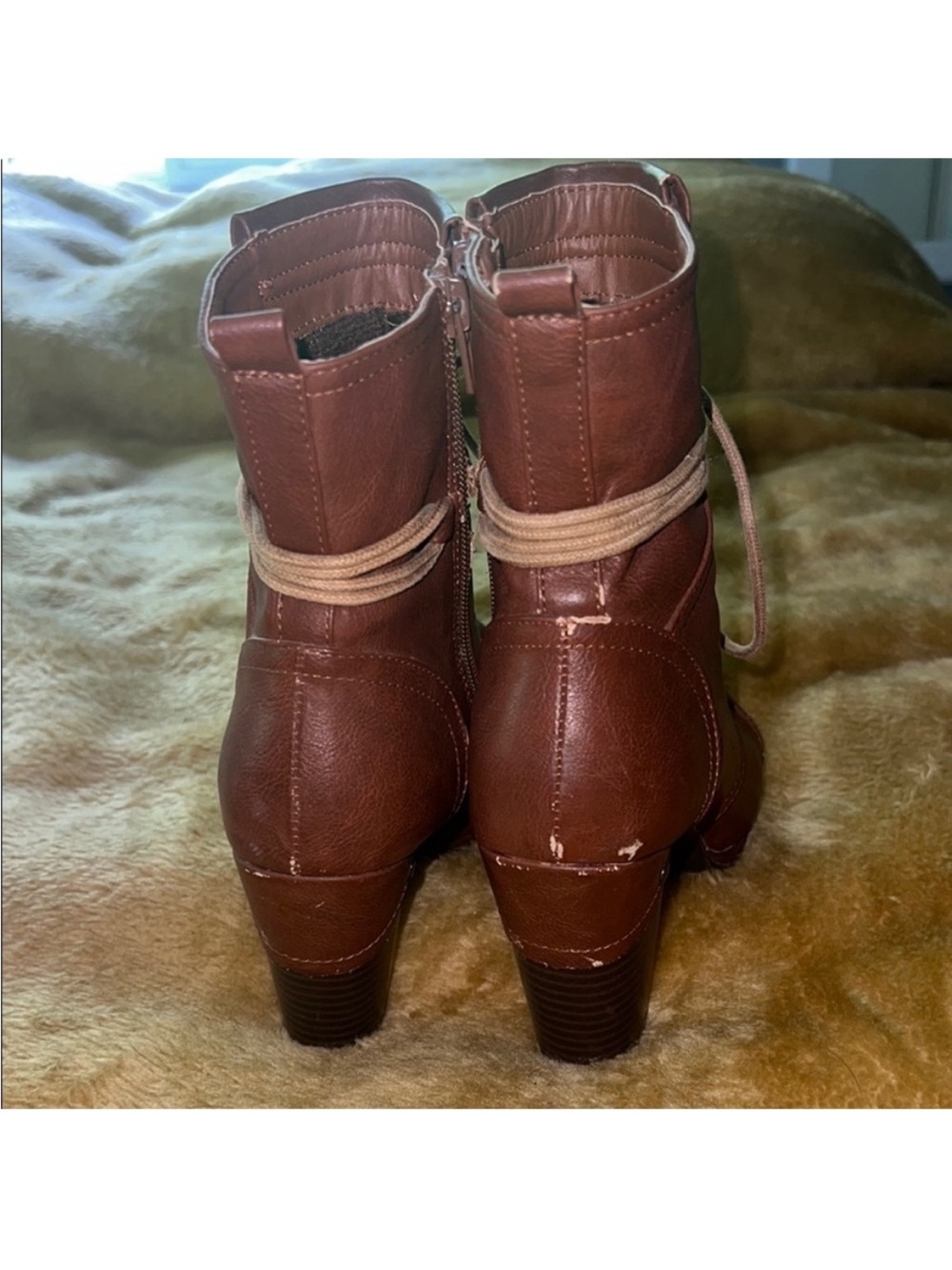 Codia • Women’s 7 • Brown • Lace-Up Heeled Boots • Side Zipper • Round Toe - Picture 2 of 7